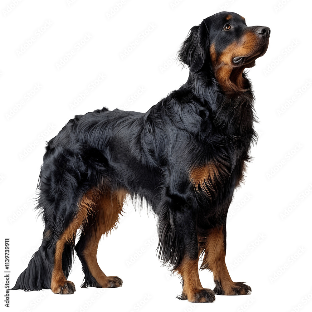 Gordon setter dog isolated on transparent background. PNG. Generated AI Gordon setter dog isolated on transparent background. PNG. Generated AI