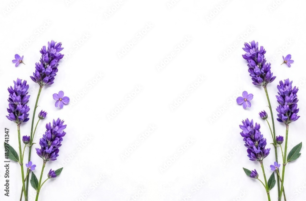 Frame of lavender flowers on a white background Frame of lavender flowers on a white background
