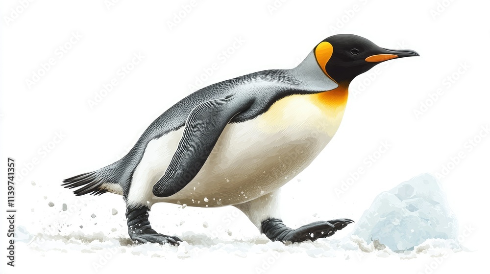 Fototapeta premium King Penguin in Motion: A Stunning Illustration