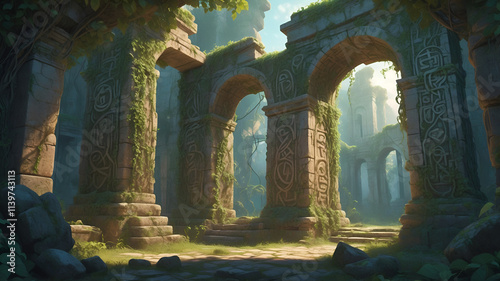 Ancient Temple Shrouded in Mystery and Nature photo