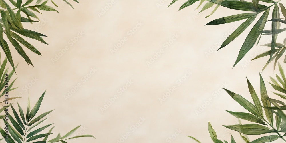 Obraz premium Bamboo carved banner featuring clean shadows and contrasting empty space for creative use