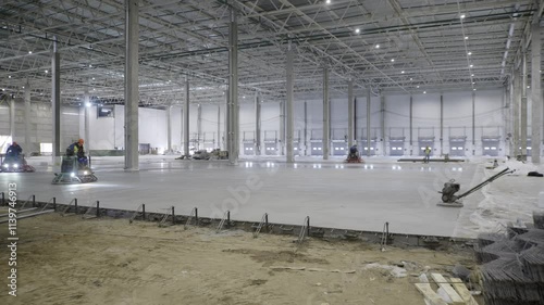 Currently Under Construction Concrete Flooring Installation at the Construction Site. Clip