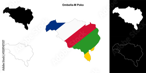 Ombella-M Poko prefecture outline map set