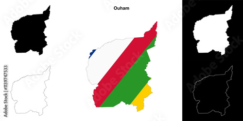 Ouham prefecture outline map set