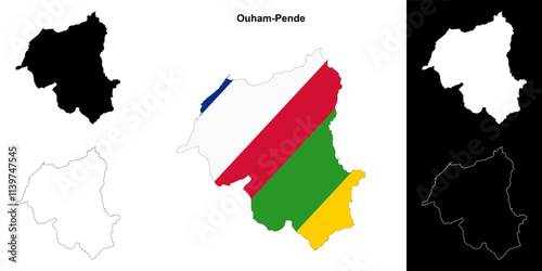 Ouham-Pende prefecture outline map set