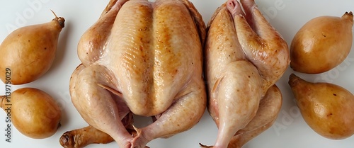 Partially Sliced Roast Stuffed Turkey on White Roast turkey isolated on white background, shallow focus,9 photo