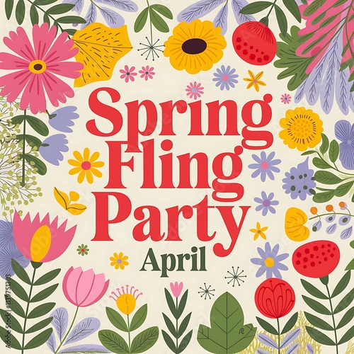 Spring Fling Party Invitation April Floral Design