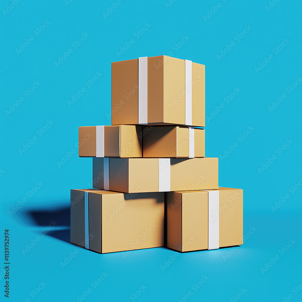 Obraz premium Stack of cardboard boxes with white stripes on them