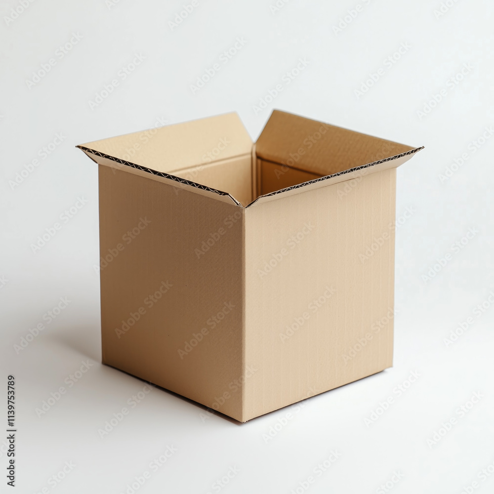 Cardboard box is sitting on a white background Cardboard box is sitting on a white background