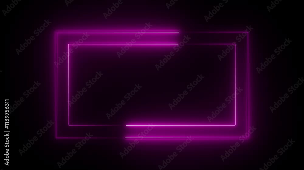 Animation of glowing neon rectangles abstract background. neon Rectangle Border. neon rectangle frame black background. Animation of glowing neon rectangles abstract background. neon Rectangle Border. neon rectangle frame black background.