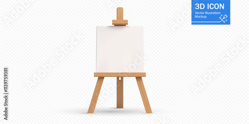 A wooden easel stands empty, inviting creativity in a bright, minimalistic room. Soft light filters in, enhancing the space's calm and artistic vibe.