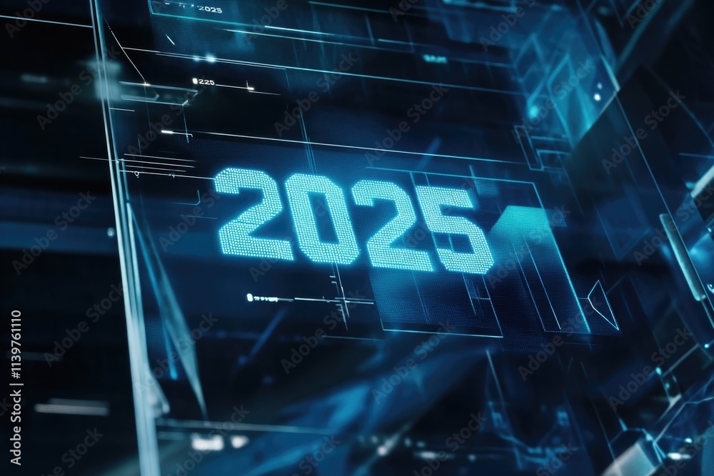 Futuristic Digital Design with 2025 Theme for Technology Visuals Futuristic Digital Design with 2025 Theme for Technology Visuals