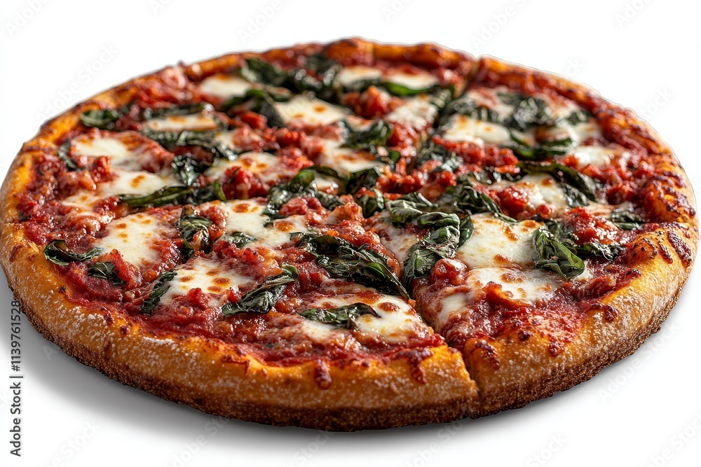 Delicious spinach and mozzarella pizza Delicious spinach and mozzarella pizza
