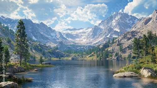 Scenic landscape of Haviland Lake during a sunny weekend. photo