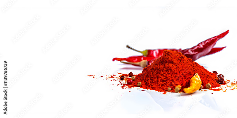 Photography of Red Hot Chili Peppers with Flakes and Powder, Vibrant Spice Collection for Food Blogs, Recipes, Spice Packaging, E-commerce, Cookbooks, Ads, Social Media, Branding Photography of Red Hot Chili Peppers with Flakes and Powder, Vibrant Spice Collection for Food Blogs, Recipes, Spice Packaging, E-commerce, Cookbooks, Ads, Social Media, Branding