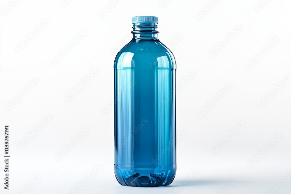 Blue plastic water bottle on white background Blue plastic water bottle on white background