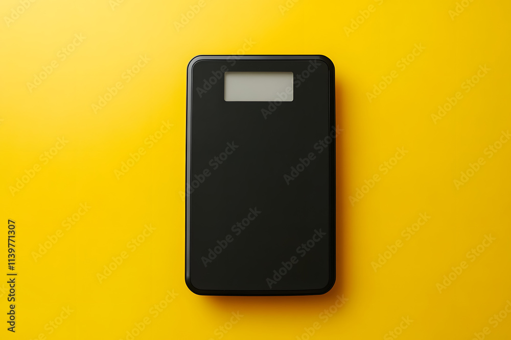 Minimalist Black Bathroom Scale on Vibrant Yellow Background for Modern Home Decor Minimalist Black Bathroom Scale on Vibrant Yellow Background for Modern Home Decor