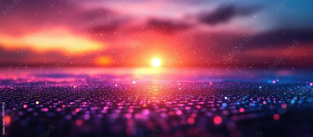 Obraz premium Sunset Sparkle: A Vibrant Celestial Landscape