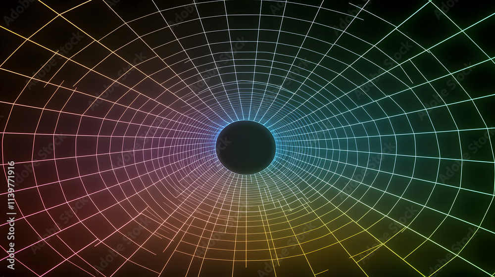Fototapeta premium Dynamic visualization of a hypothetical black hole virtual space graphic design abstract digital art conceptual exploration