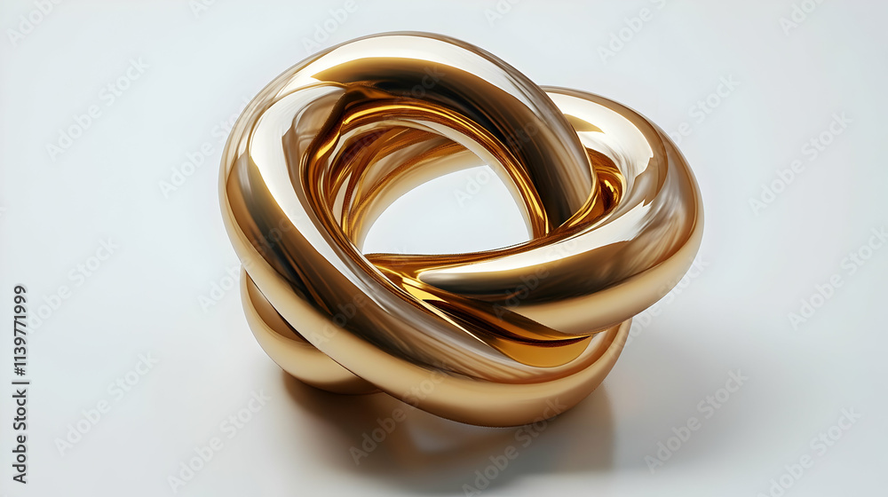 Golden Abstract 3D Knot Illustration Golden Abstract 3D Knot Illustration