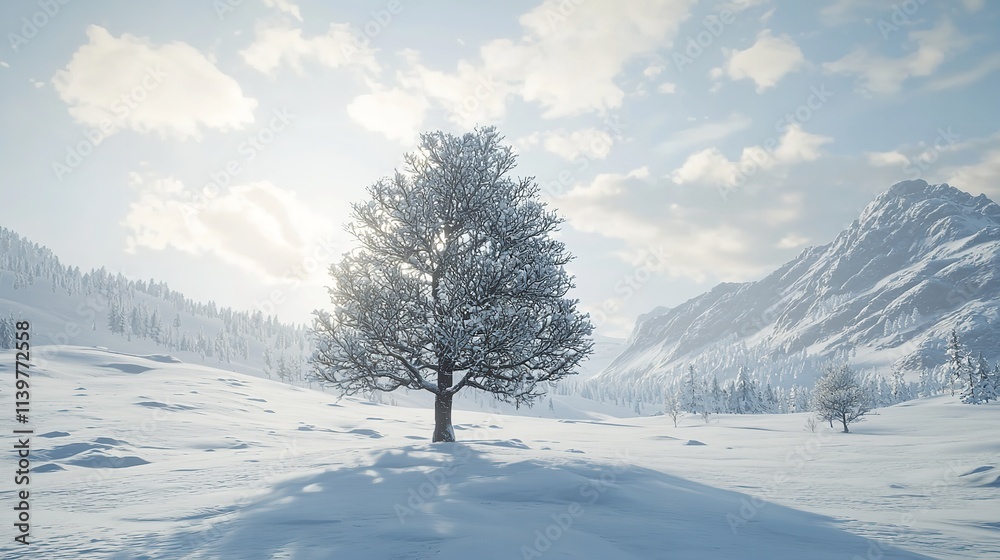 Single tree in winter landscape 16k resolution. Single tree in winter landscape 16k resolution.