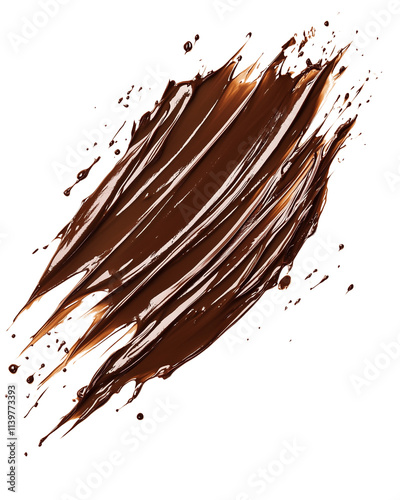 melted chocolate  smear on white background, Dark brown sauce I Chocolate background for product photography