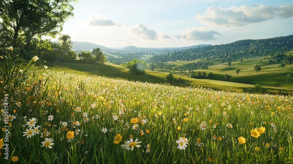 Splendid summer landscape of a rolling countryside. Splendid summer landscape of a rolling countryside.