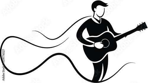 Silhouette of a Man Playing a Musical Instrument