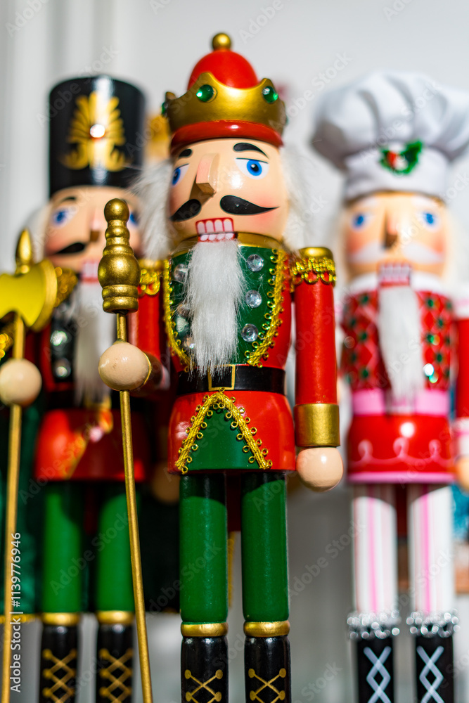 Fototapeta premium Close-up Christmas Nutcrackers for New Year's interior