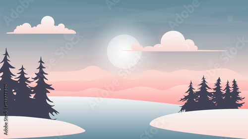 winter landscape pastel colored