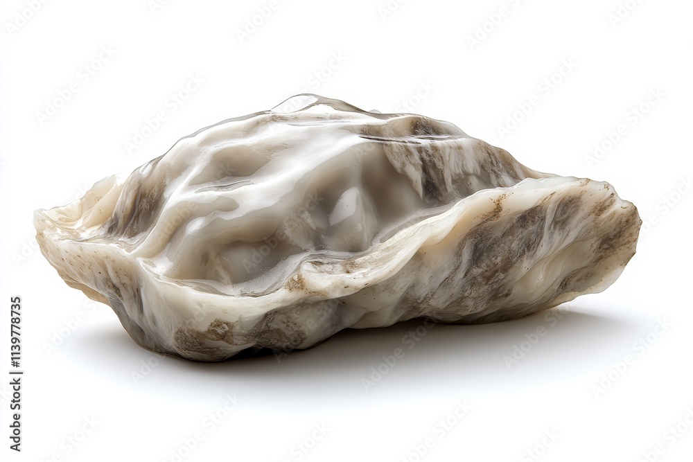 Naklejka premium Close up of a single fresh oyster on white background.