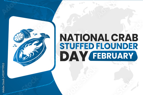 NATIONAL CRAB STUFFED FLOUNDER DAY Vector Illustration background on february