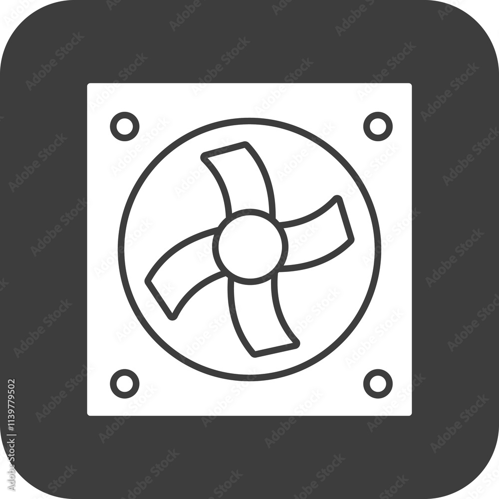cooling fan computer icon in black square cooling fan computer icon in black square