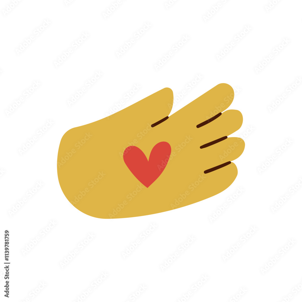 Vector illustration of male hand gesture sign i love you with red heart on white color background. Flat mesh style emoji design of man white skin hand for web, banner, poster, print Vector illustration of male hand gesture sign i love you with red heart on white color background. Flat mesh style emoji design of man white skin hand for web, banner, poster, print