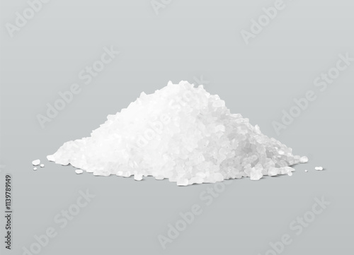 Heap salt realistic vector illustration isolated on grey background. Ready for use in your design. EPS10.	