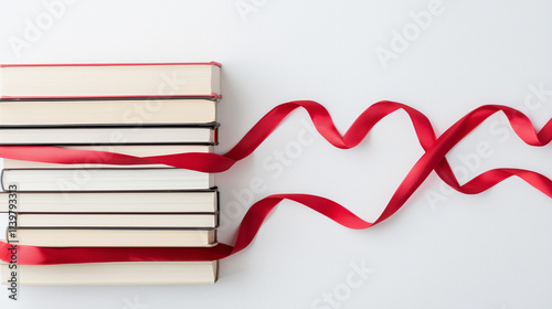 Red Ribbon Book Stack: A st...