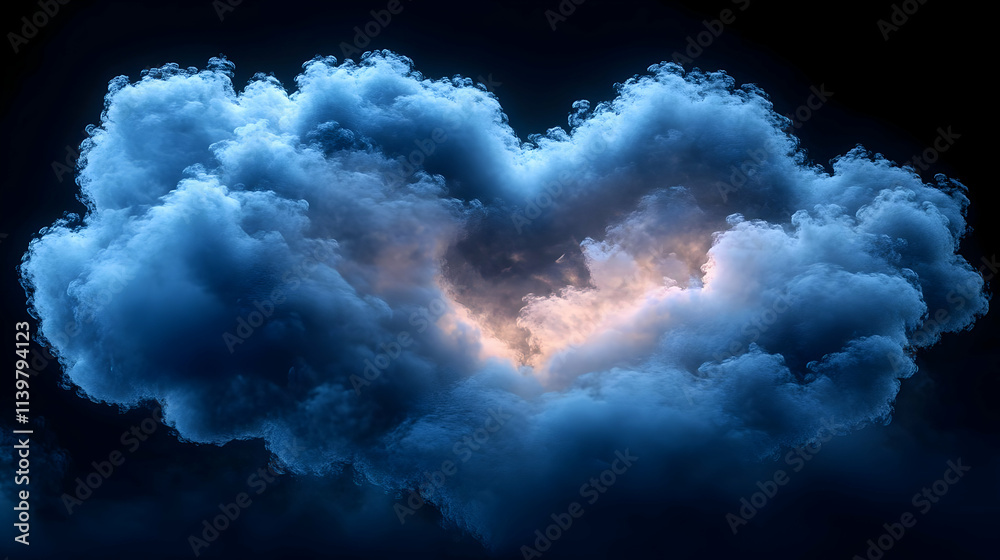 Naklejka premium 3D Render Blue Cloud Formation Abstract Background