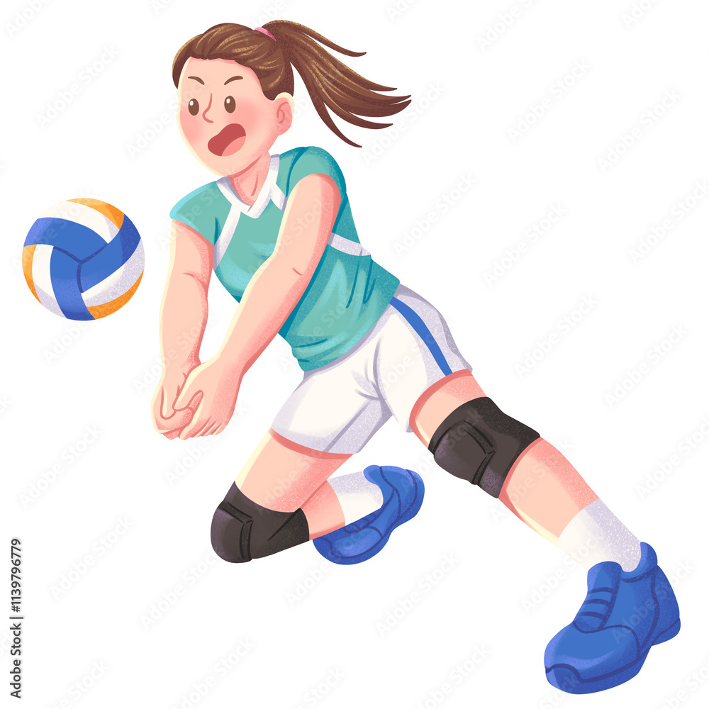 Girl Student Playing Volleyball Illustration Girl Student Playing Volleyball Illustration
