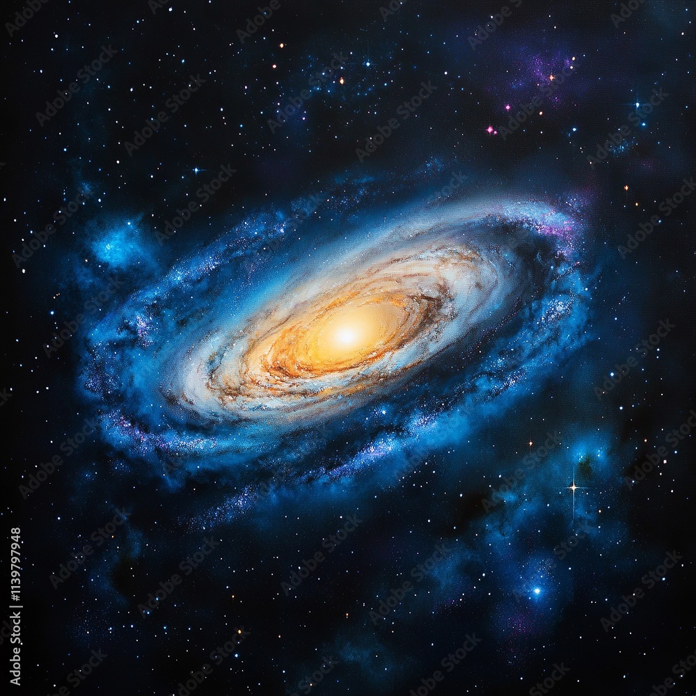 Cosmic galaxy with shimmering stars and colorful nebulae patterns Cosmic galaxy with shimmering stars and colorful nebulae patterns