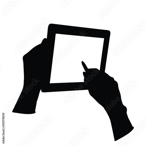 A flat tablet silhouette illustration isolated on a white background