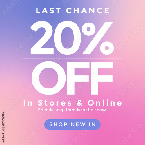 Last chance sale banner 20 % off, Sale discount banner design. Layout for online shopping, product, promotions, Sale banner template offer promo social media vector image