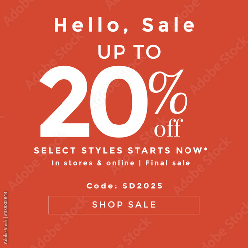 Red sale offer banner big layout mega discount vector image, Sale up to 20% off