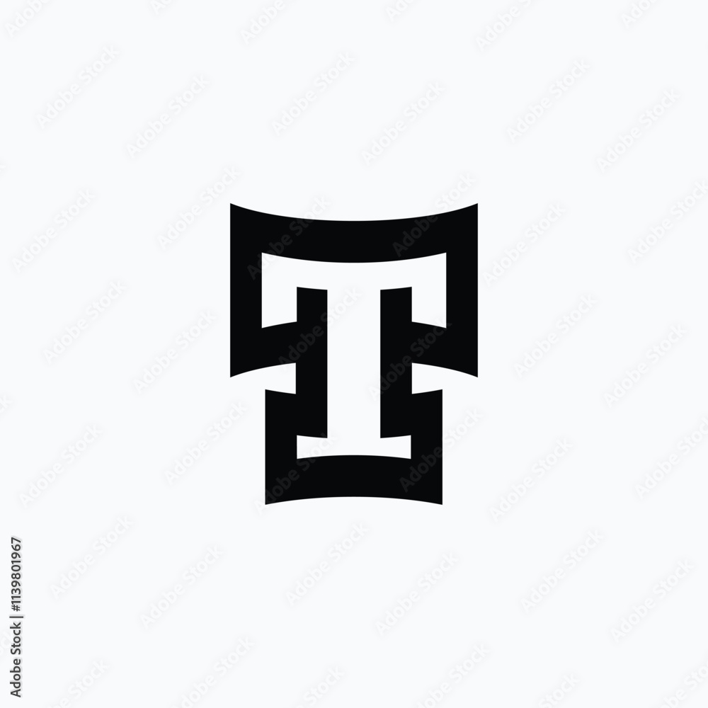 Fototapeta premium abstract flat icon logo design letter T
