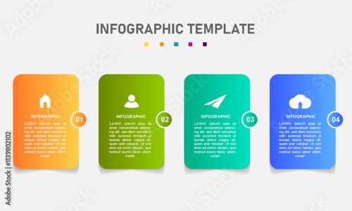 Infographic business label template with icons and 4 options or steps. Can be used for presentations, web sites, diagram