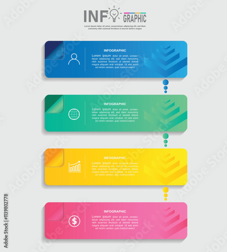 Infographic business label template with icons and 4 options. Can be used for presentations, web sites, diagram