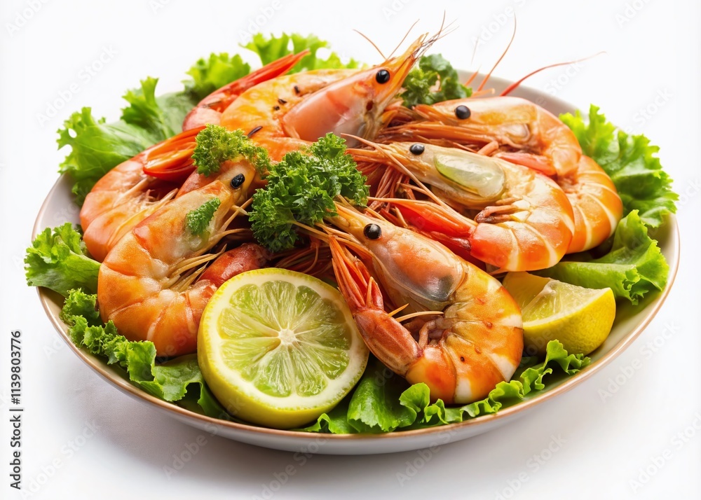 Succulent cooked shrimp on a white background, showcasing perfectly peeled seafood for culinary photography, fine dining, gourmet dishes, seafood platters, and exquisite food styling. Succulent cooked shrimp on a white background, showcasing perfectly peeled seafood for culinary photography, fine dining, gourmet dishes, seafood platters, and exquisite food styling.
