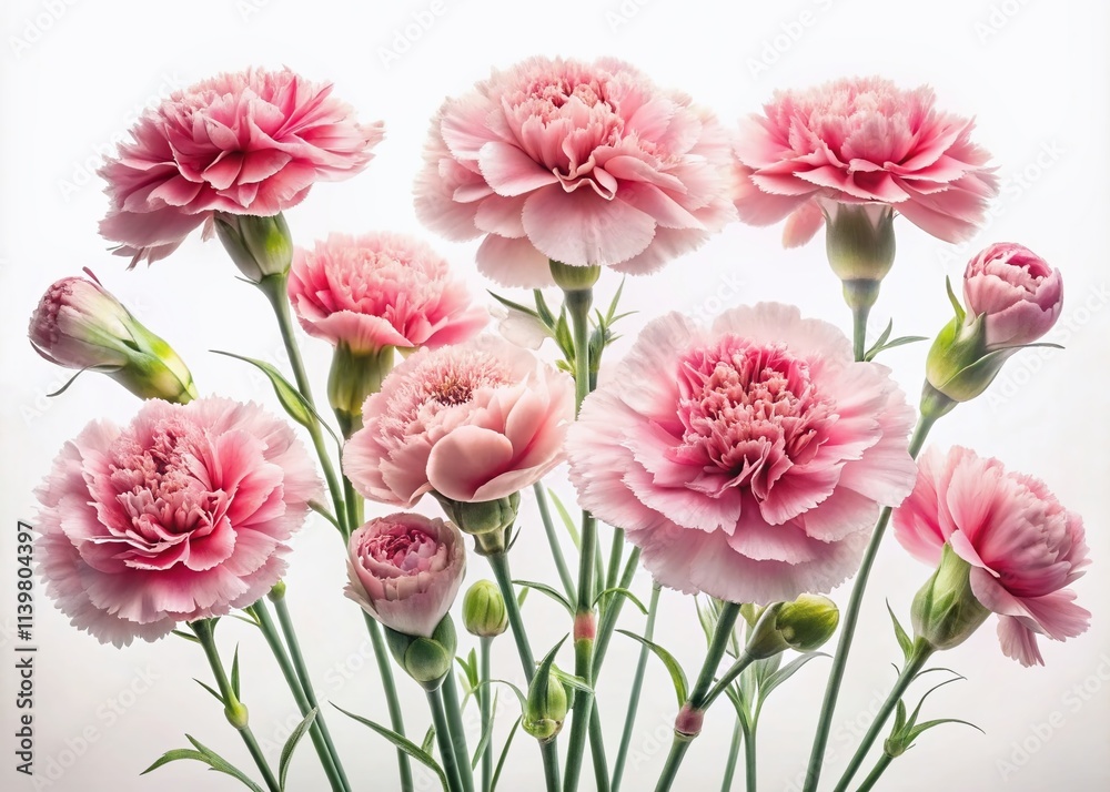 Surreal pink carnation illustrations set against a white backdrop, perfect for floral decor and design projects, adding a unique touch to your creative endeavors. Surreal pink carnation illustrations set against a white backdrop, perfect for floral decor and design projects, adding a unique touch to your creative endeavors.