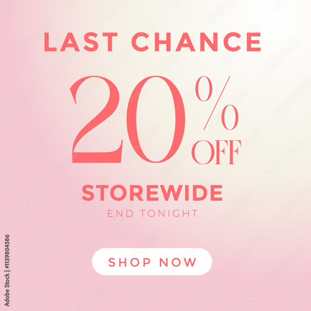 Obraz premium Sale discount banner design. Layout for online shopping, product, promotions, Last chance 20% OFF storewide, Vector illustration for social media banners, poster, flyer and newsletter designs.