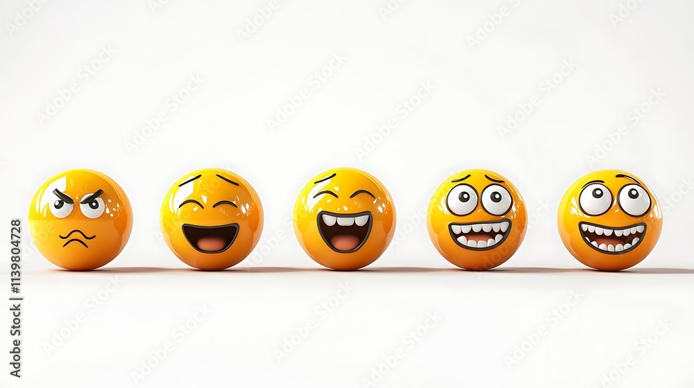 Naklejka premium set 3d realistic emoji in various points of view