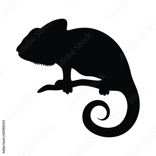 Chameleon vector silhouette illustration isolated on a white background